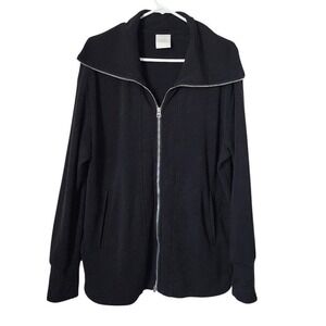 VARLEY DoubleSoft Zip Jacket Oversized Collar Minimalist Black Size M